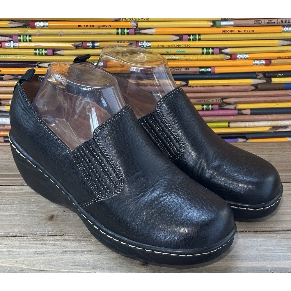 Softspots Leather Clog Comfort Loafers Women's Black Sz 8.5 Wide